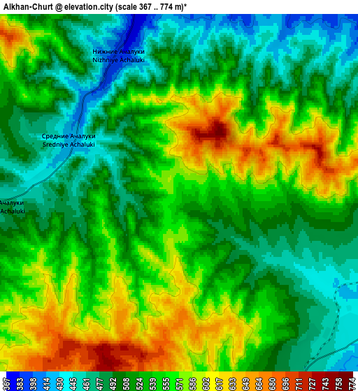Zoom OUT 2x Alkhan-Churt, Russia elevation map