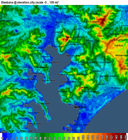 Zoom OUT 2x Eleebana, Australia elevation map