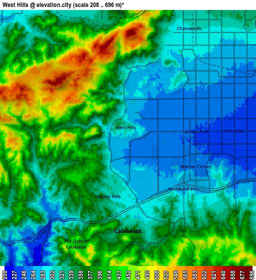 Zoom OUT 2x West Hills, United States elevation map