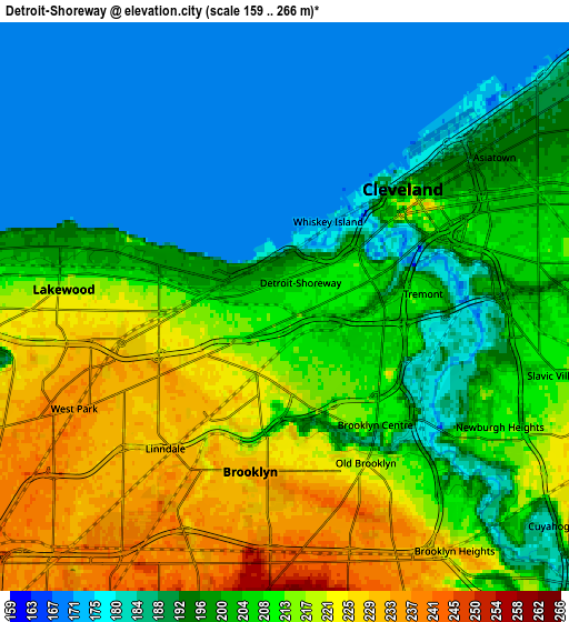 Zoom OUT 2x Detroit-Shoreway, United States elevation map