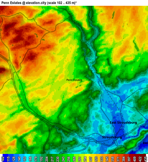 Zoom OUT 2x Penn Estates, United States elevation map