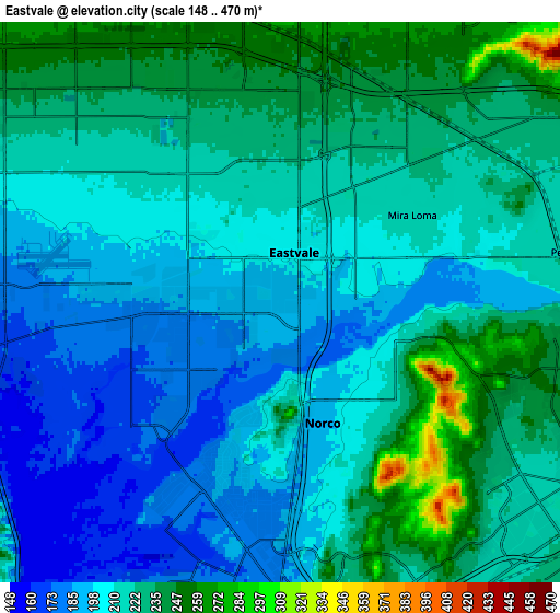 Zoom OUT 2x Eastvale, United States elevation map