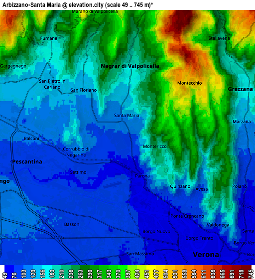 Zoom OUT 2x Arbizzano-Santa Maria, Italy elevation map