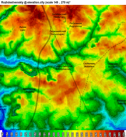 Zoom OUT 2x Rozhdestvenskiy, Russia elevation map