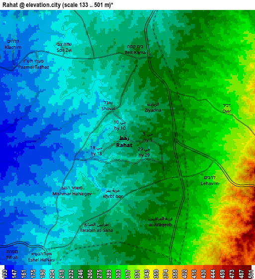 Zoom OUT 2x Rahat, Israel elevation map