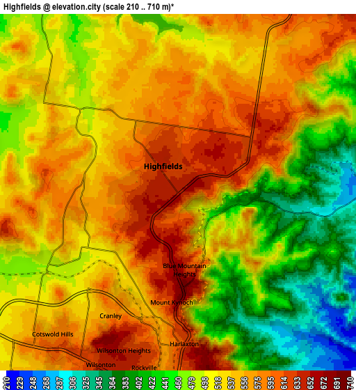 Zoom OUT 2x Highfields, Australia elevation map