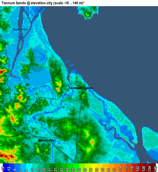 Zoom OUT 2x Tannum Sands, Australia elevation map