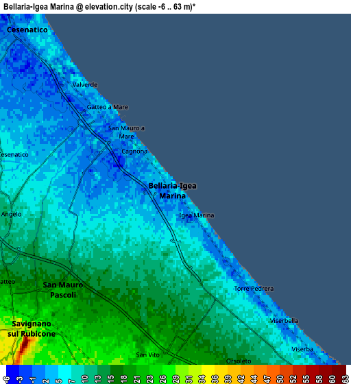 Zoom OUT 2x Bellaria-Igea Marina, Italy elevation map