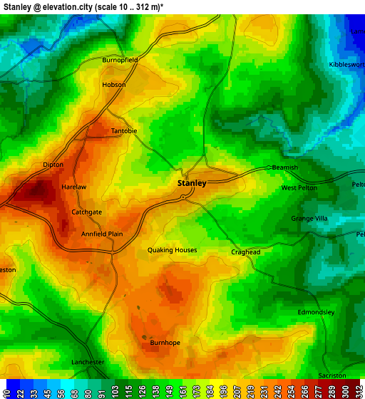 Zoom OUT 2x Stanley, United Kingdom elevation map