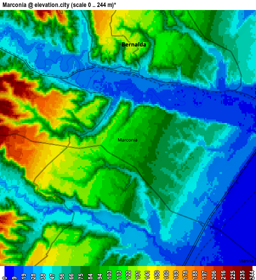 Zoom OUT 2x Marconia, Italy elevation map