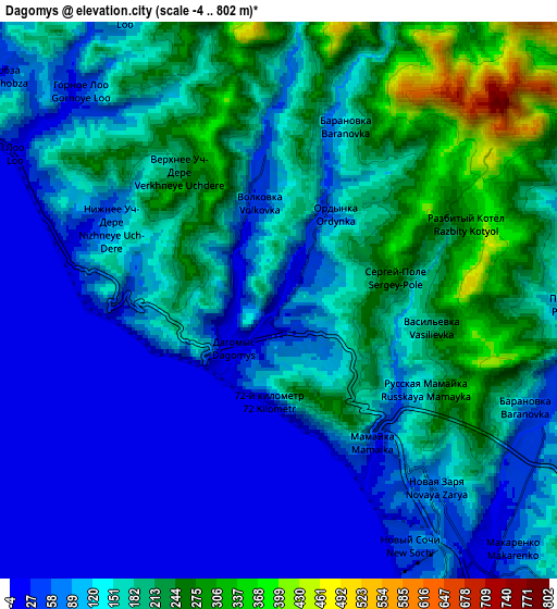 Zoom OUT 2x Dagomys, Russia elevation map