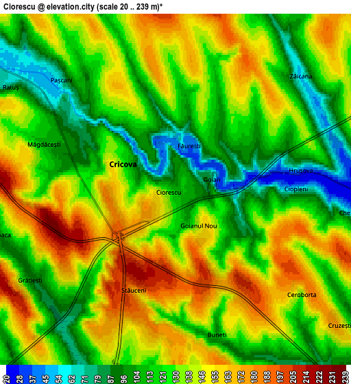 Zoom OUT 2x Ciorescu, Moldova elevation map