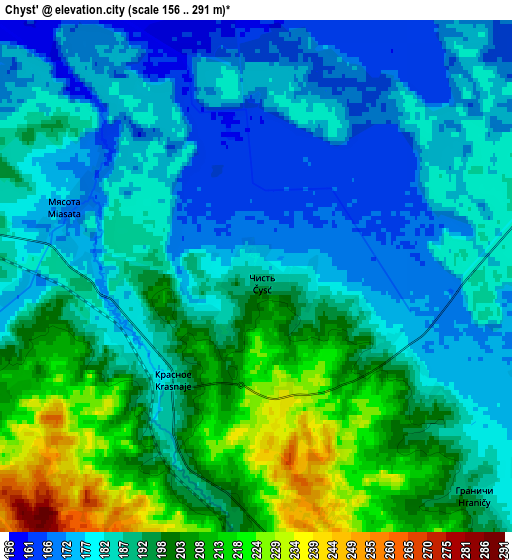 Zoom OUT 2x Chyst’, Belarus elevation map