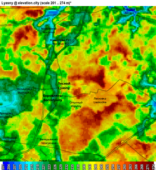 Zoom OUT 2x Lyasny, Belarus elevation map