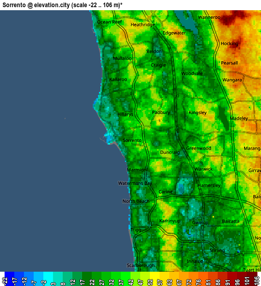 Zoom OUT 2x Sorrento, Australia elevation map