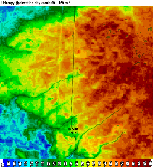 Zoom OUT 2x Udarnyy, Russia elevation map