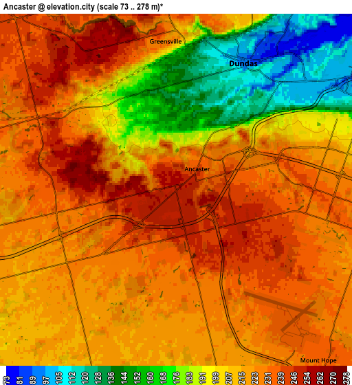 Zoom OUT 2x Ancaster, Canada elevation map