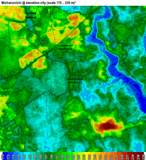 Zoom OUT 2x Michanovichi, Belarus elevation map