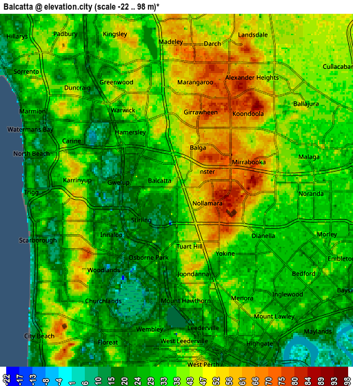 Zoom OUT 2x Balcatta, Australia elevation map