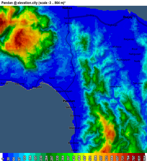 Zoom OUT 2x Pandan, Philippines elevation map