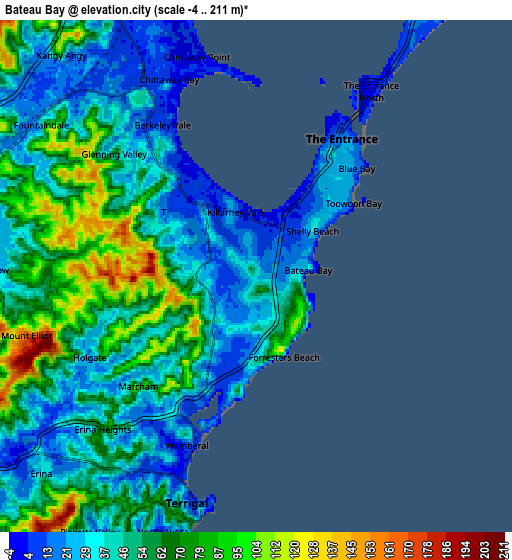 Zoom OUT 2x Bateau Bay, Australia elevation map