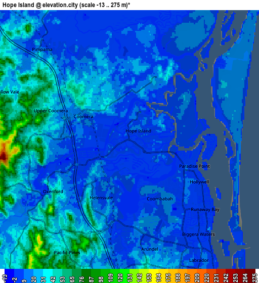 Zoom OUT 2x Hope Island, Australia elevation map