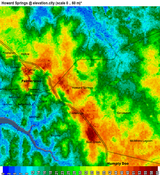 Zoom OUT 2x Howard Springs, Australia elevation map