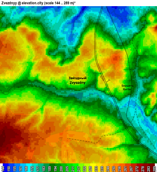 Zoom OUT 2x Zvëzdnyy, Russia elevation map