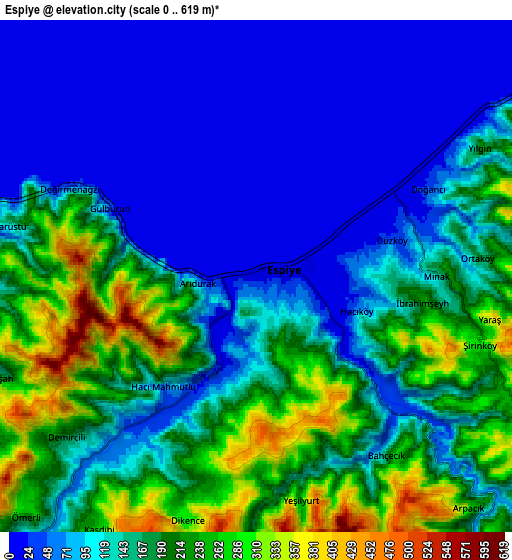 Zoom OUT 2x Espiye, Turkey elevation map