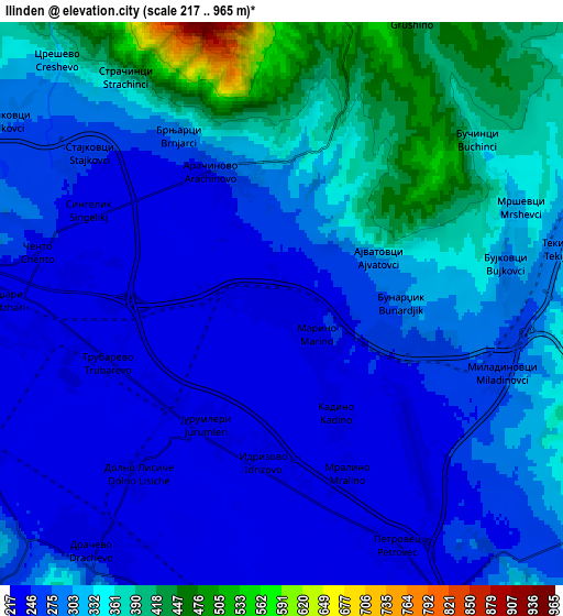 Zoom OUT 2x Ilinden, North Macedonia elevation map