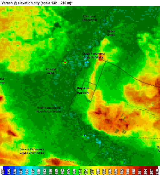 Zoom OUT 2x Varash, Ukraine elevation map