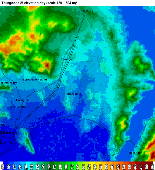 Zoom OUT 2x Thurgoona, Australia elevation map