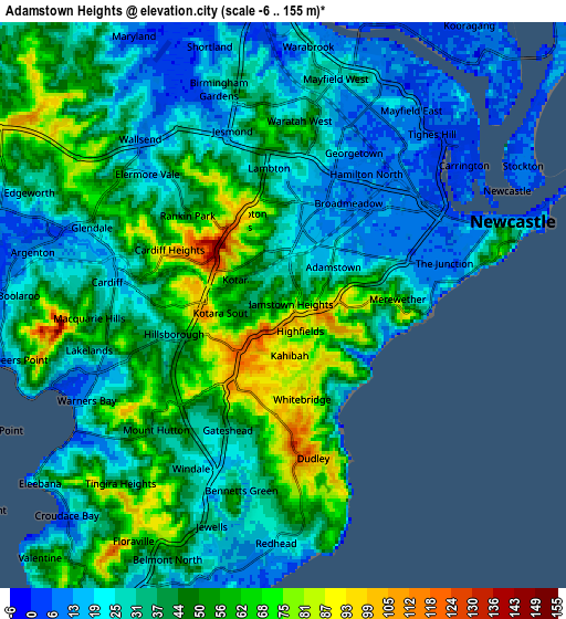 Zoom OUT 2x Adamstown Heights, Australia elevation map
