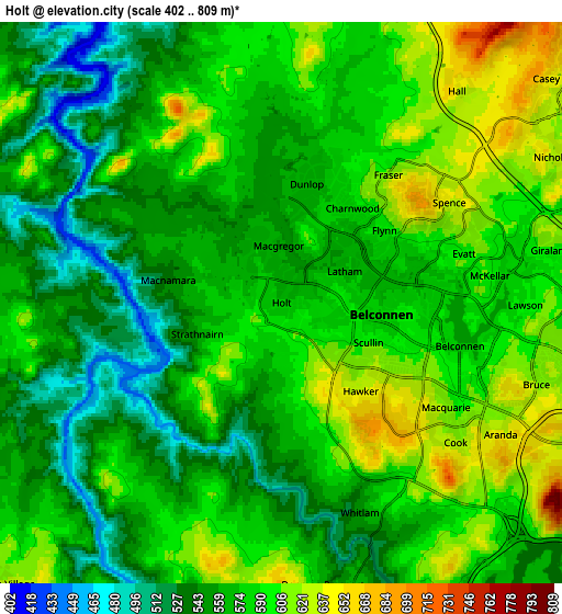 Zoom OUT 2x Holt, Australia elevation map