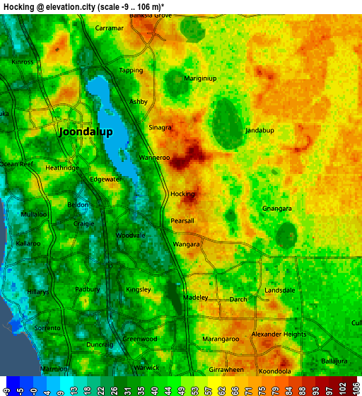 Zoom OUT 2x Hocking, Australia elevation map