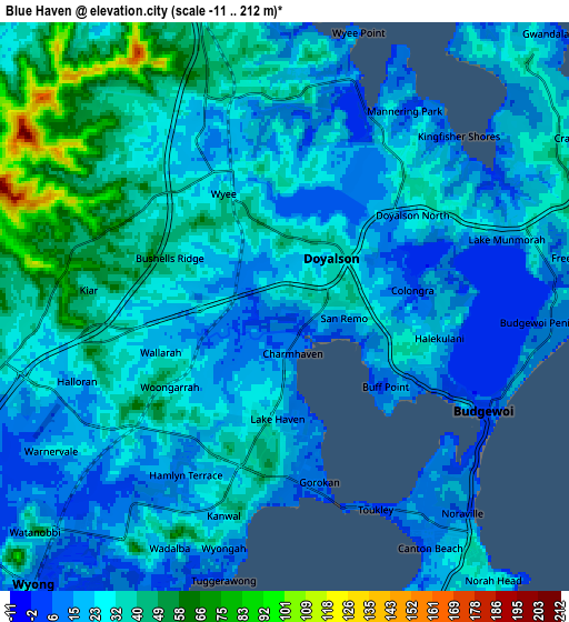 Zoom OUT 2x Blue Haven, Australia elevation map