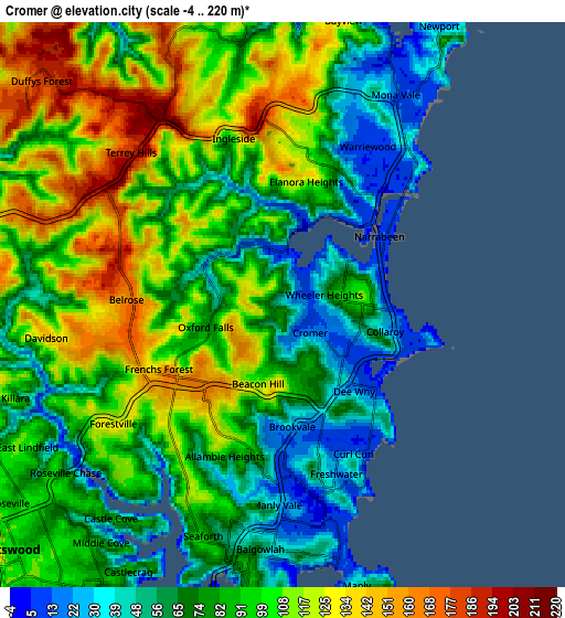 Zoom OUT 2x Cromer, Australia elevation map