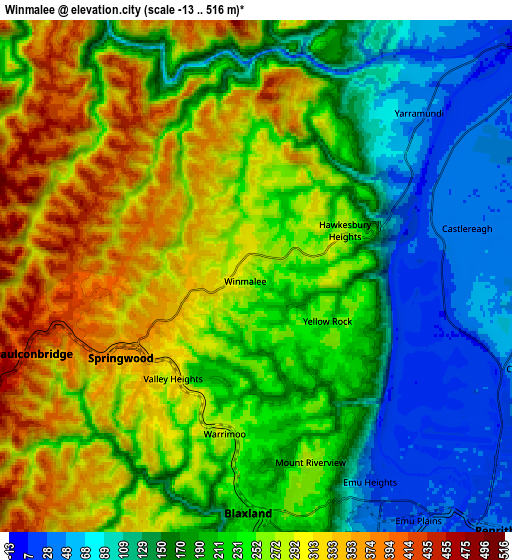 Zoom OUT 2x Winmalee, Australia elevation map