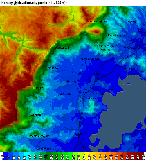 Zoom OUT 2x Horsley, Australia elevation map