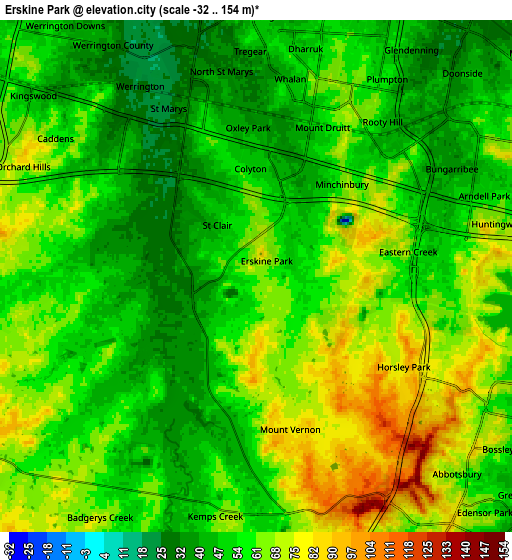 Zoom OUT 2x Erskine Park, Australia elevation map