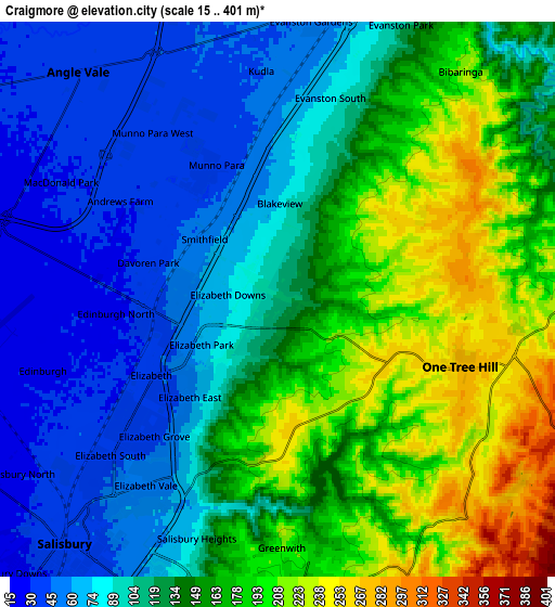 Zoom OUT 2x Craigmore, Australia elevation map