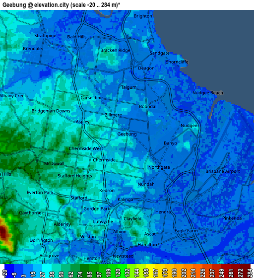 Zoom OUT 2x Geebung, Australia elevation map