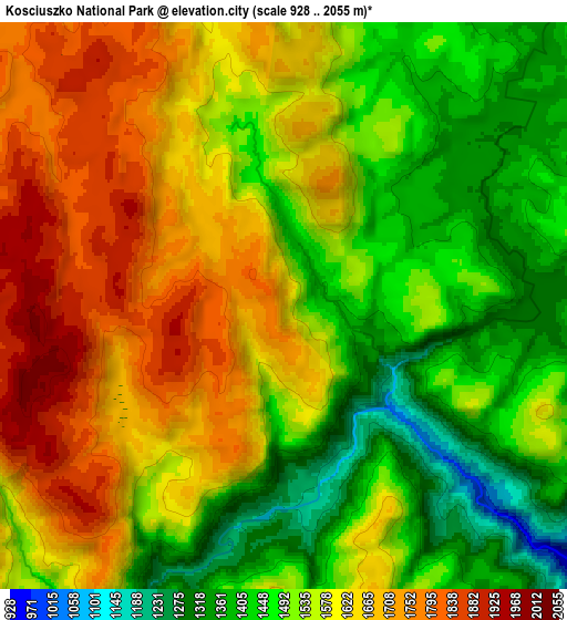 Zoom OUT 2x Kosciuszko National Park, Australia elevation map