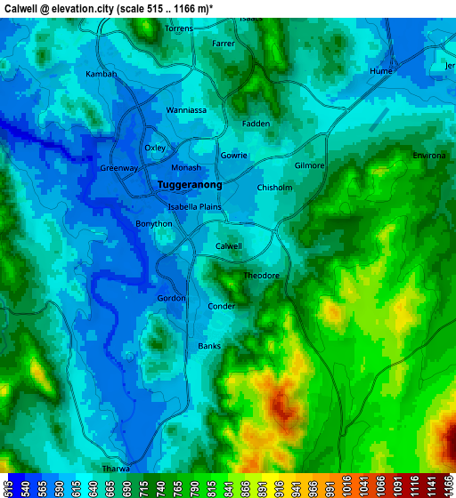 Zoom OUT 2x Calwell, Australia elevation map