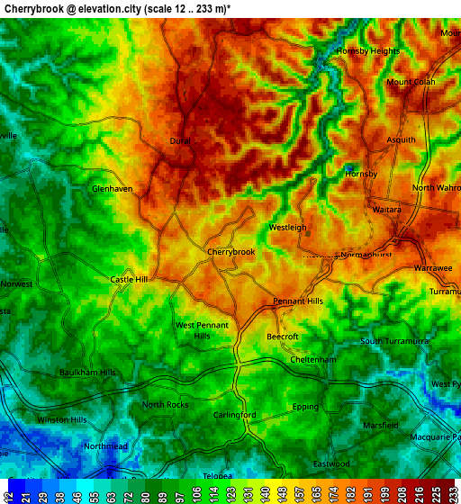 Zoom OUT 2x Cherrybrook, Australia elevation map
