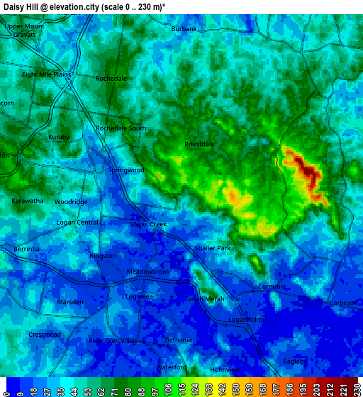 Zoom OUT 2x Daisy Hill, Australia elevation map