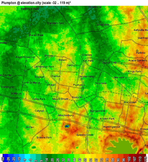 Zoom OUT 2x Plumpton, Australia elevation map