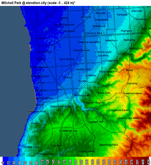 Zoom OUT 2x Mitchell Park, Australia elevation map