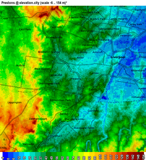 Zoom OUT 2x Prestons, Australia elevation map