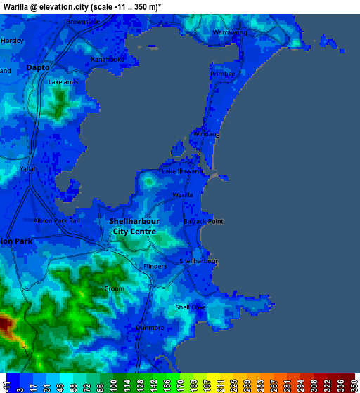 Zoom OUT 2x Warilla, Australia elevation map